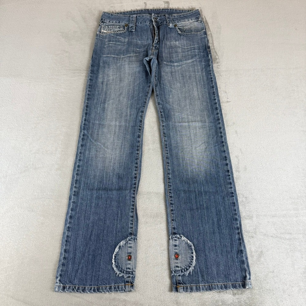 Diesel Zink Straight Leg Jeans Womens 30x33 Blue Denim Distressed Whisker Italy